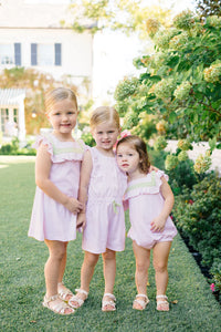 PINK WITH GREEN STRIPE GIRLS SLEEVELESS DRESS