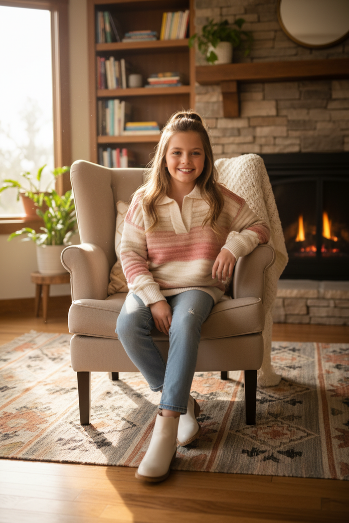 Textured Stripe Sweater Lifestyle
