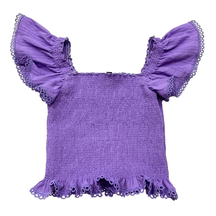 LITTLE OLIN LAVENDER SMOCKED RUFFLE TOP