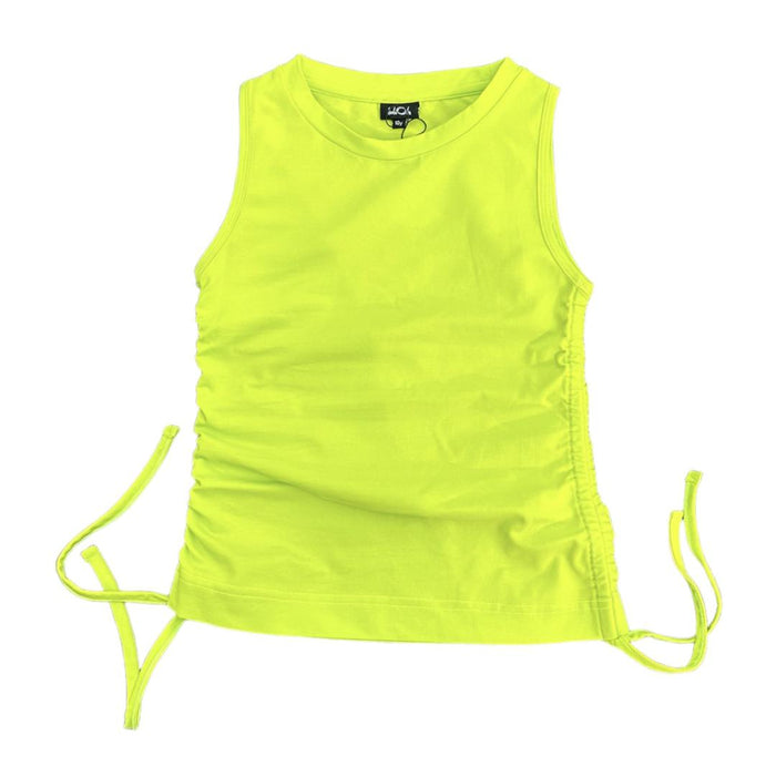 LITTLE OLIN NEON YELLOW GATHERED JERSEY TOP