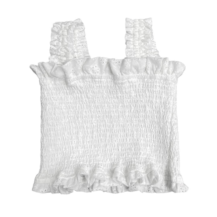 LITTLE OLIN WHITE SMOCKED TOP