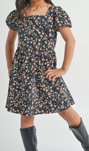 SADIE & SAGE TWEEN PLANTLOVER PUFF MINI DRESS