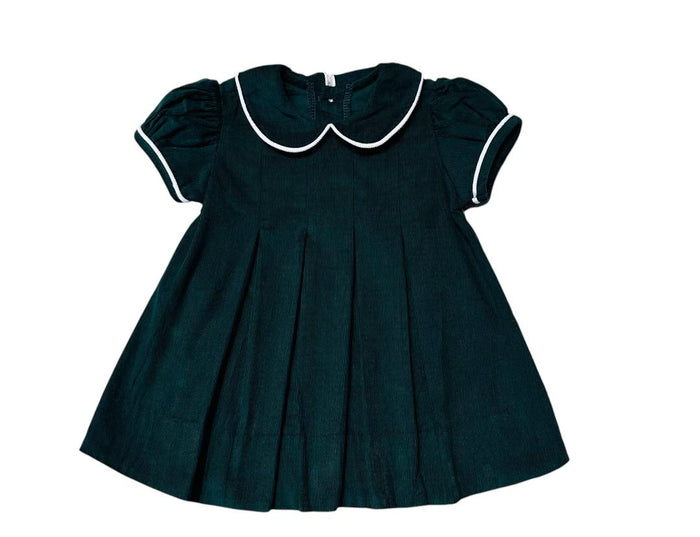 REMEMBER NGUYEN CHRISTMAS GREEN CORD CHARLOTTE DRESS