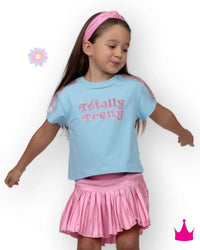 Sequin Totally Pretty Light Blue Boxy Tee