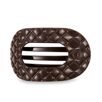 TELETIES TRULY TAUPE QUILTED LARGE FLAT ROUND HAIRCLIP