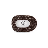 TELETIES TRULY TAUPE QUILTED SMALL FLAT ROUND HAIRCLIP