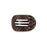 TELETIES TRULY TAUPE QUILTED SMALL FLAT ROUND HAIRCLIP