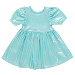PINK CHICKEN LAME LAURIE DRESS TURQUOISE
