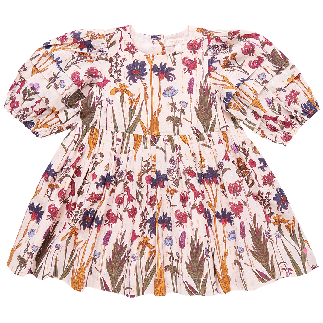 PINK CHICKEN BROOKE DRESS AUTUMN FLOWERS