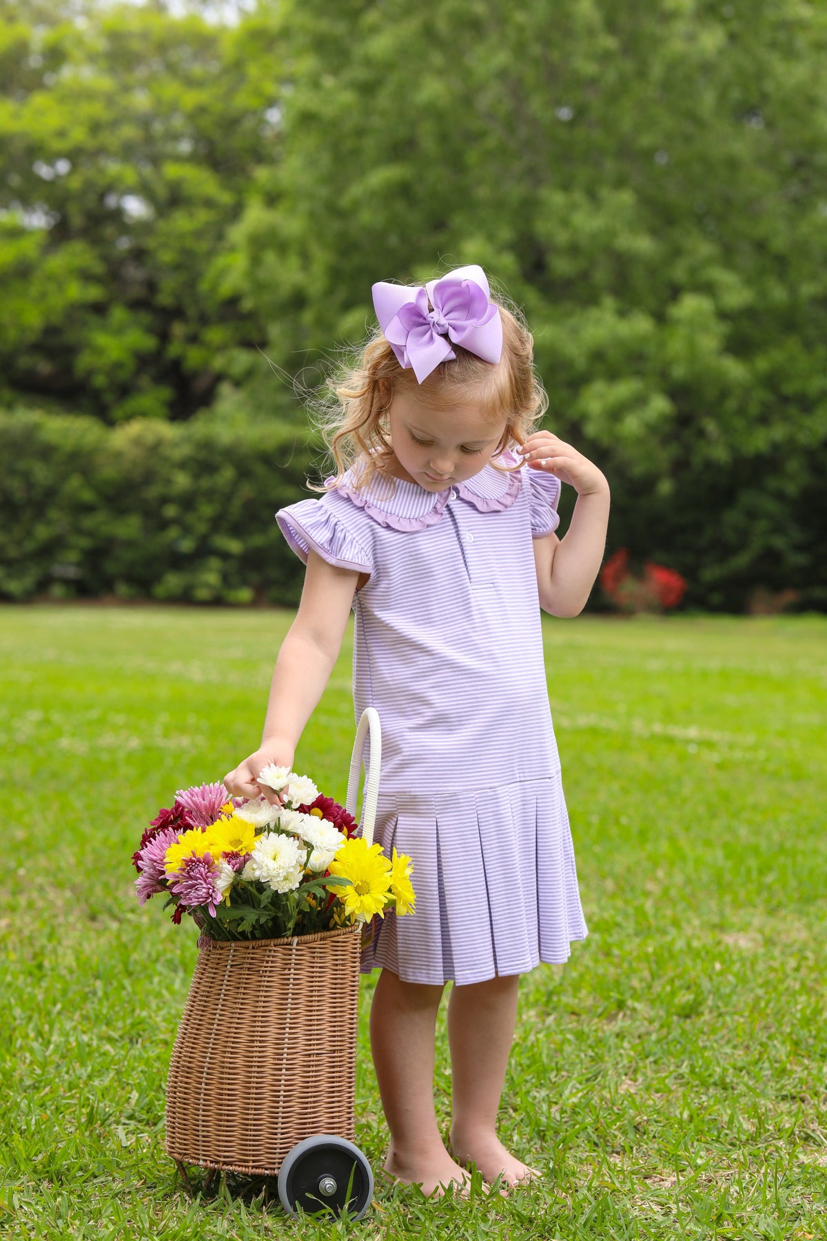 TROTTER STREET CAMILLA DRESS LAVENDER STRIPE