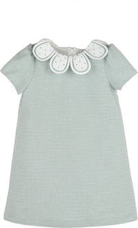 Green checkered dress with white collar on a white background