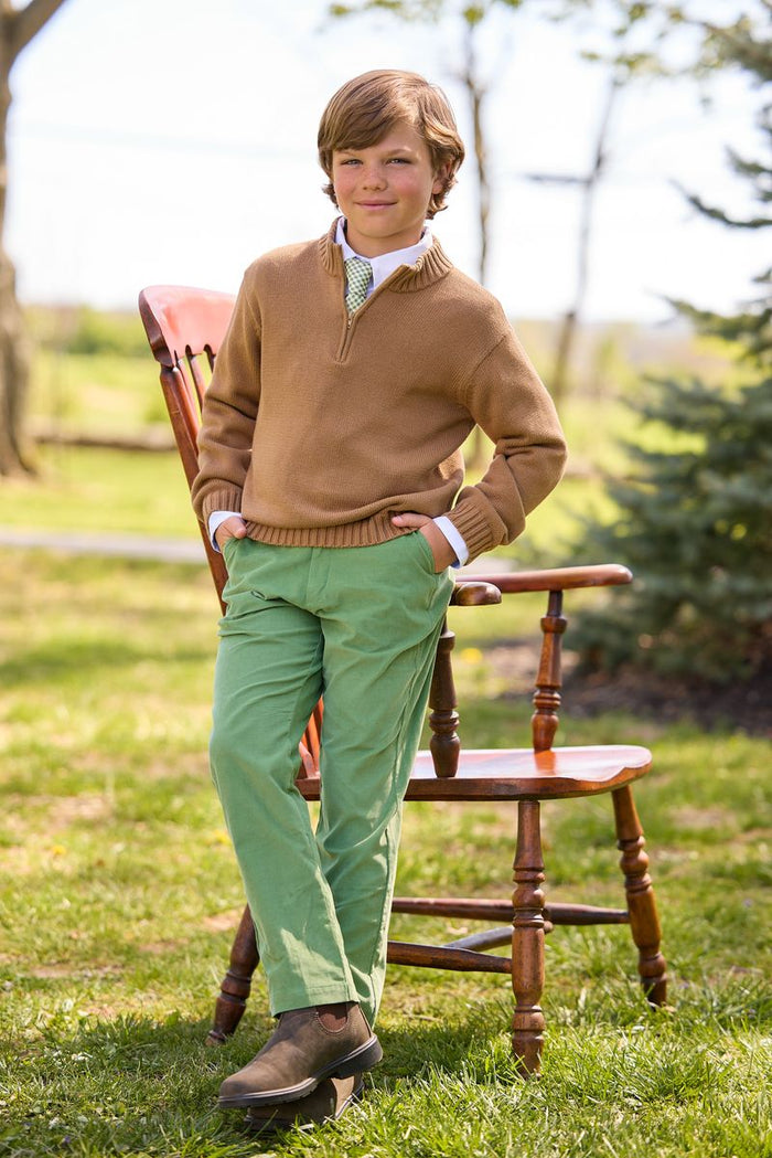 LITTLE ENGLISH QUARTER ZIP SWEATER CHESTNUT