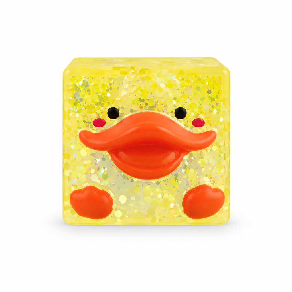 Yellow glitter duck squishy cube