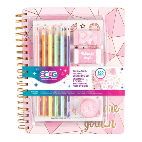 3C4G PINK & GOLD ALL IN 1 SKETCHING SET