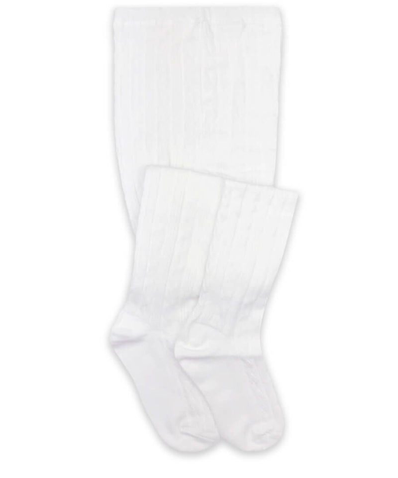 JEFFERIES SOCKS GIRLS CLASSIC CABLE TIGHTS WHITE