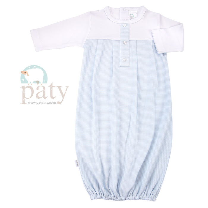 PATY SWEET STRIPES PIMA GOWN BLUE/WHITE NEWBORN
