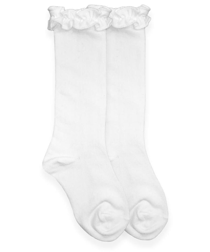 JEFFERIES SOCKS GIRLS RUFFLE KNEE HIGH SOCKS (2 COLORS)