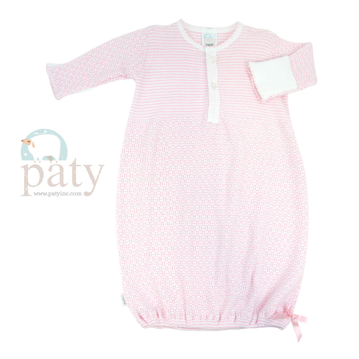 PATY LONG SLEEVE GOWN 2 BUTTON FRONT PINK