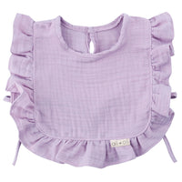 ALI+OLI MUSLIN COTTON RUFFLE  BABY BIB SOFT LILAC