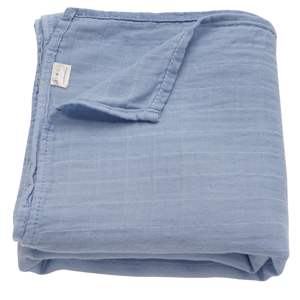 ALI+OLI MUSLIN SWADDLE BLANKET DREAM BLUE