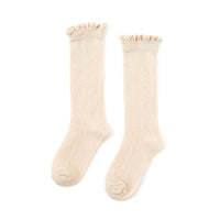 LITTLE STOCKING COMPANY VANILLA FANCY LACE TOP KNEE HIGH SOCKS