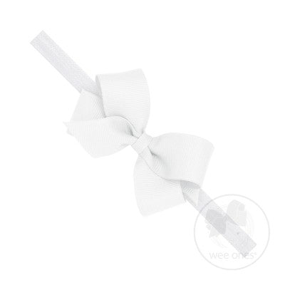 WEE ONES GROSGRAIN BOW ON MATCHING BAND WHITE WHT
