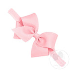 WEE ONES GROSGRAIN BOW ON MATCHING BAND LIGHT PINK LPK