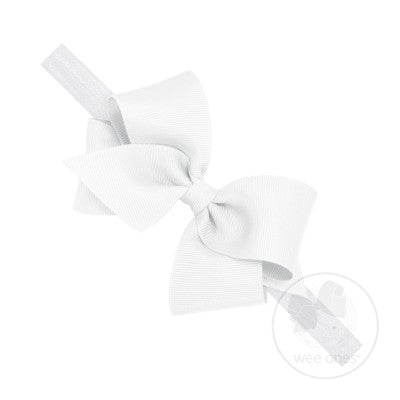 WEE ONES GROSGRAIN BOW ON MATCHING BAND WHITE WHT