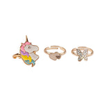 GREAT PRETENDERS BOUTIQUE BUTTERFLY & UNICORN RING SET