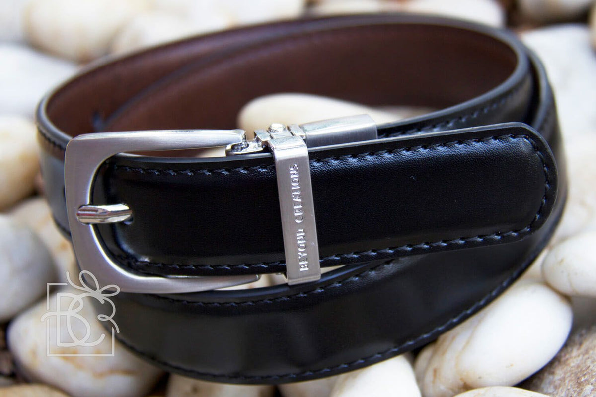 BEYOND CREATIONS-BOY'S REVERSIBLE LEATHER BELT BLACK/BROWN