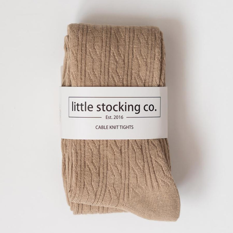 LITTLE STOCKING COMPANY OAT CABLE KNIT TIGHTS