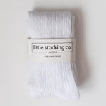 LITTLE STOCKING COMPANY WHITE CABLE KNIT TIGHTS