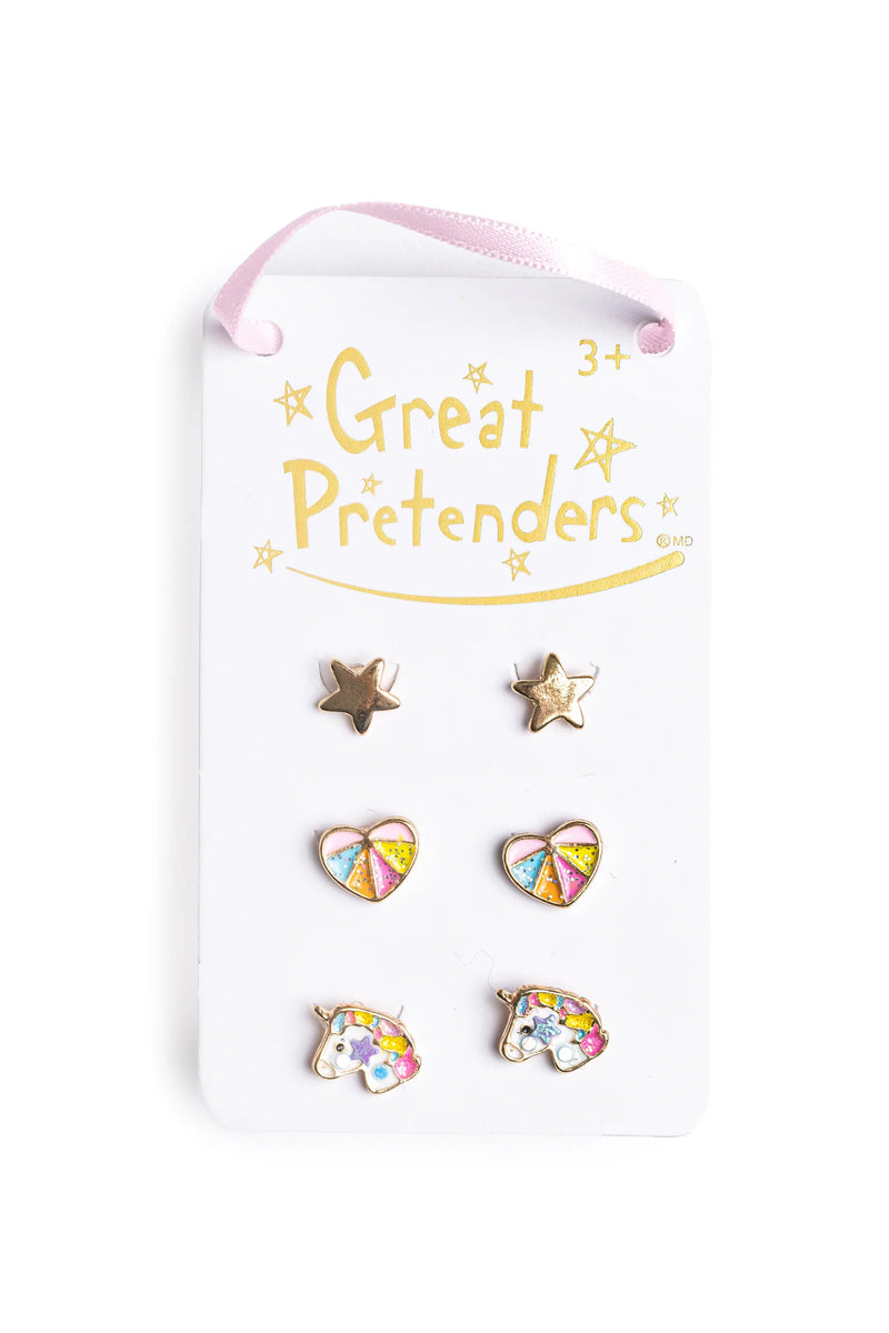 GREAT PRETENDERS BOUTIQUE CHEERFUL STUDDED EARRINGS 3 PR