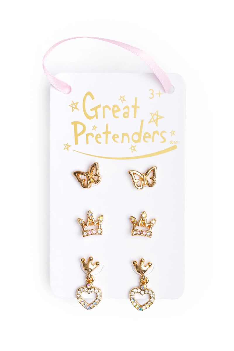 GREAT PRETENDERS BOUTIQUE ROYAL CROWN STUDDED EARRINGS