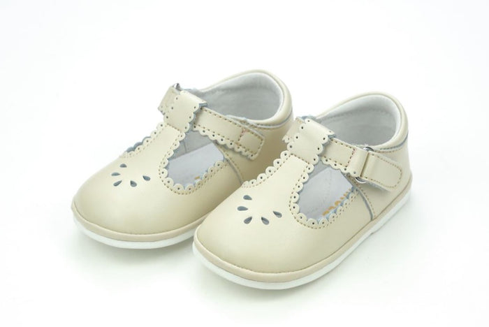 LAMOUR DOTTIE SCALLOPED BABY T-SRAP MARY JANE OATMEAL