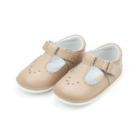 LAMOUR DOTTIE SCALLOPED BABY T-STRAP MARY JANE LATTE