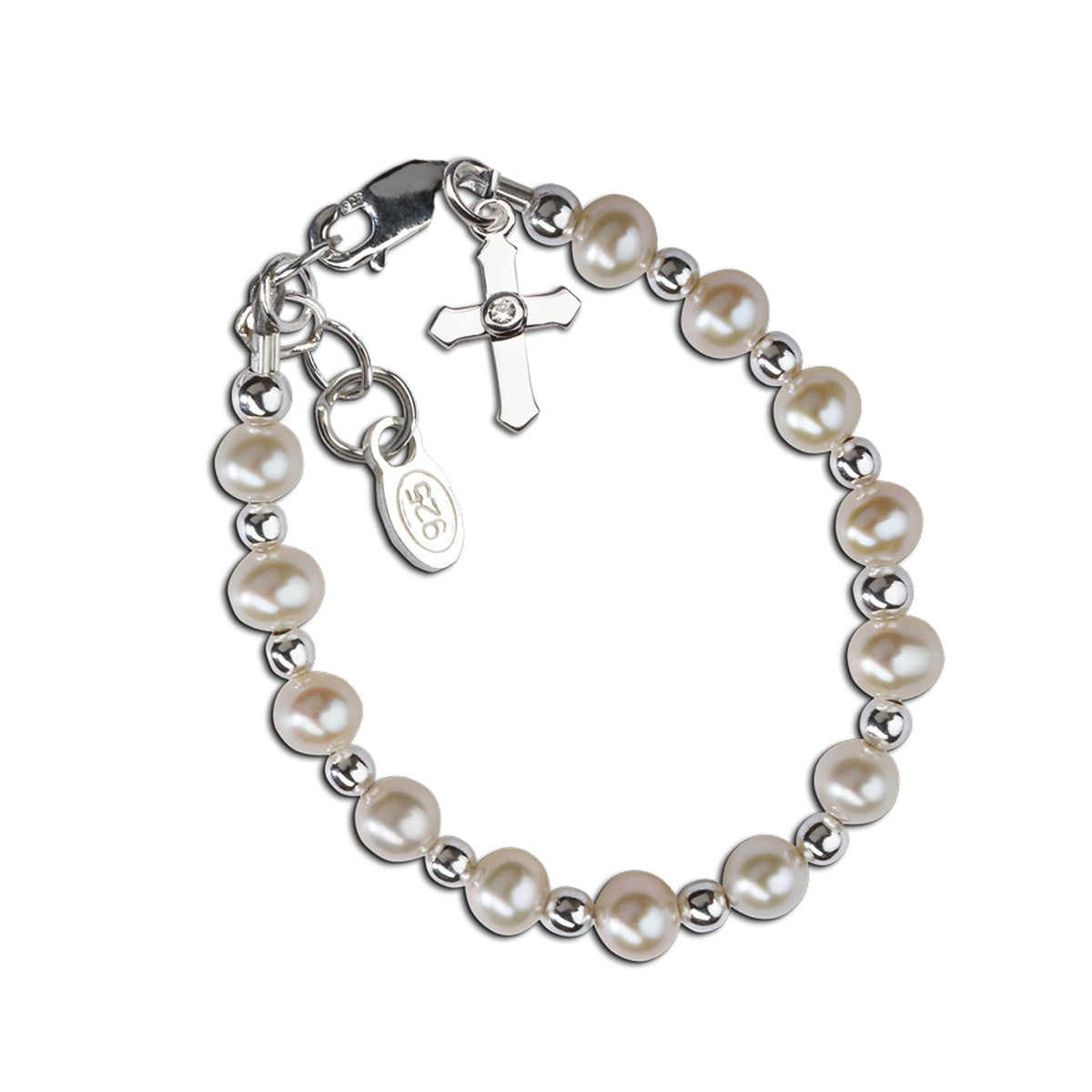 CHERISHED MOMENTS KAITLYN STERLING SILVER CROSS BAPTISM BRACELET