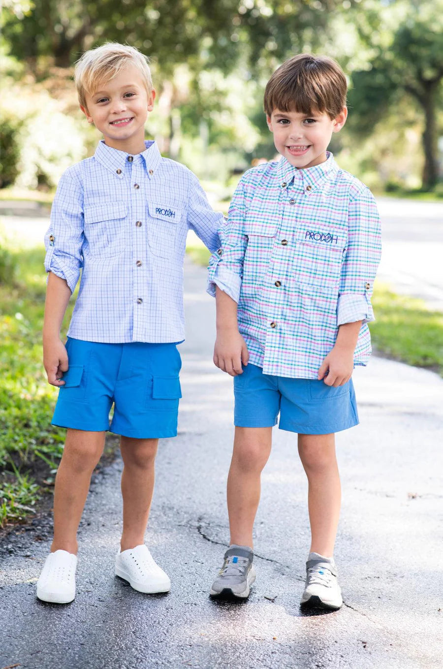 PRODOH KIDS FOUNDERS FISHING SHIRT IN ALL ABOARD STRAWBERRY MULTI
