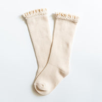 LITTLE STOCKING COMPANY VANILLA CREAM LACE TOP KNEE HIGHS