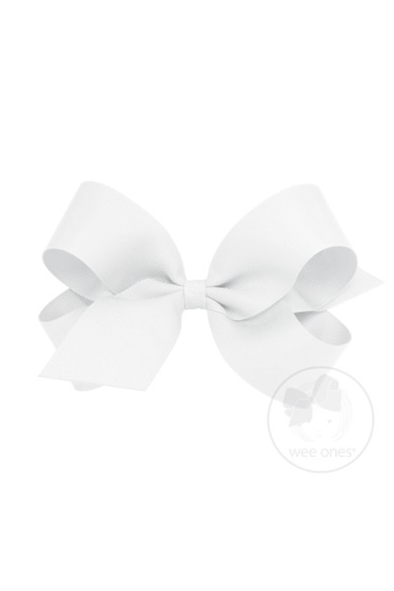 WEE ONES GROSGRAIN WHITE BOW WHT