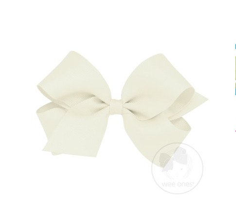 WEE ONES GROSGRAIN ANTIQUE WHITE BOW ANW