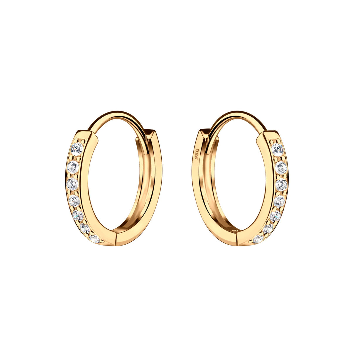 CHERISHED MOMENTS 14K GOLD PLATED HUGGIE CZ HOOP EARRINGS