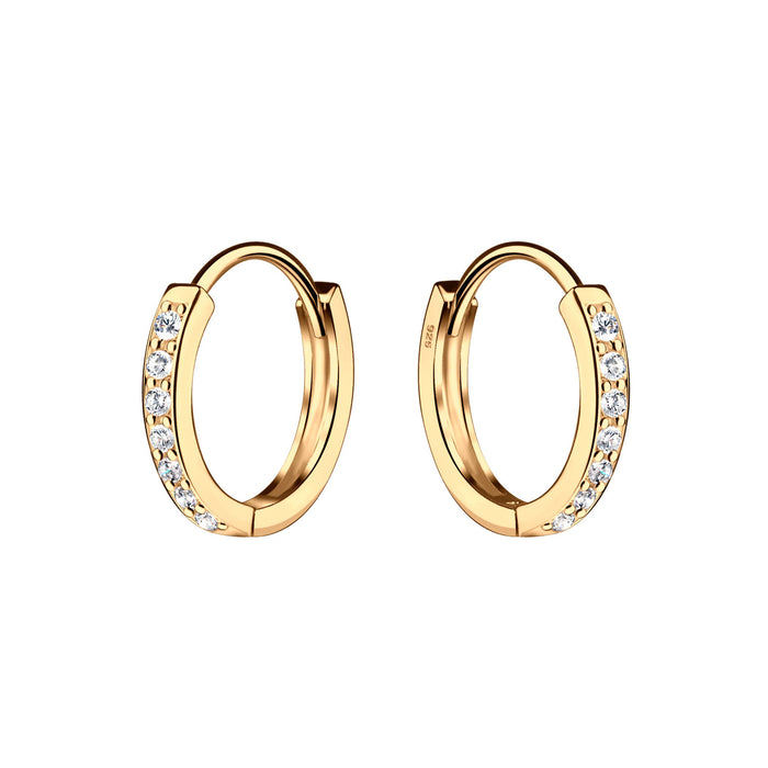 CHERISHED MOMENTS 14K GOLD PLATED HUGGIE CZ HOOP EARRINGS