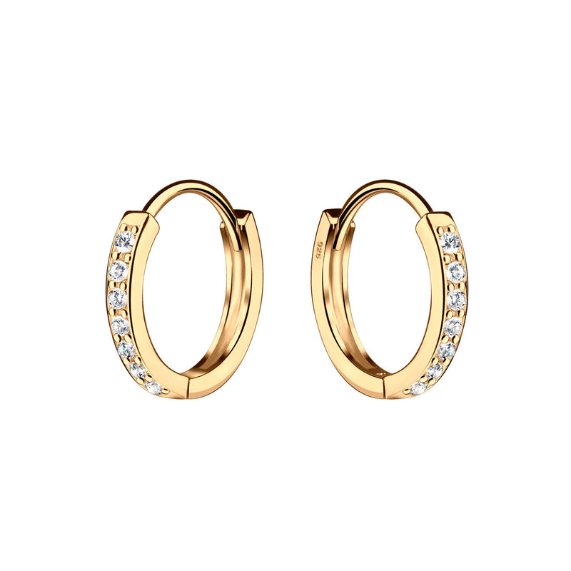 CHERISHED MOMENTS 14K GOLD PLATED HUGGIE CZ HOOP EARRINGS