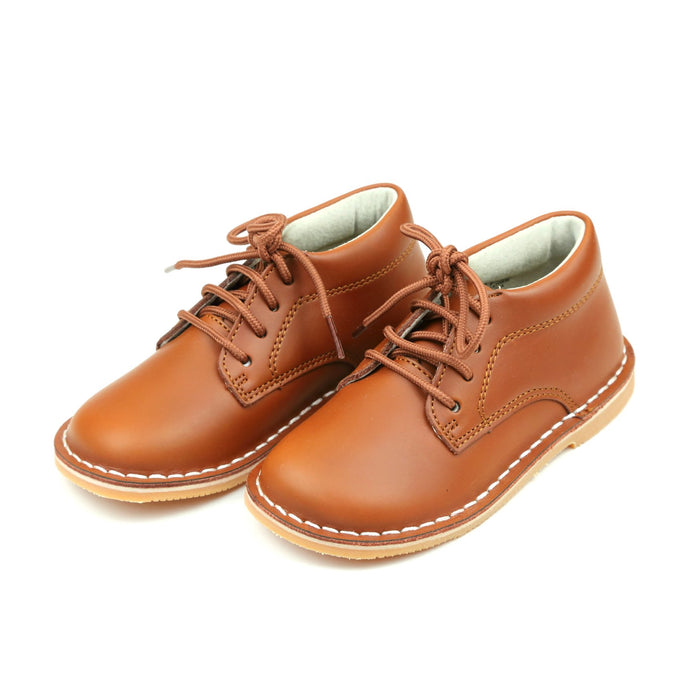 LAMOUR TUCK STITCH DOWN MID TOP LACE UP COGNAC.