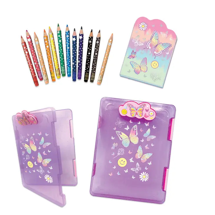 HOT FOCUS CLIPBOARD STORAGE CASE, TIE DYE BUTTERFLY