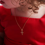 CHERISHED MOMENTS 14K GOLD PLATED KIDS CROSS OPEN INFINITY NECKLACE