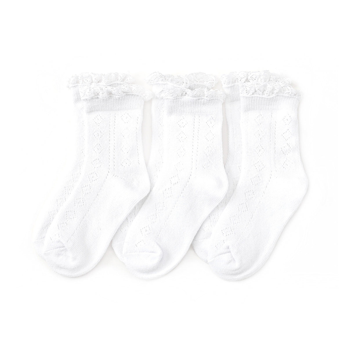 LITTLE STOCKING MIDI 3 PACK ALL WHITE FANCY.