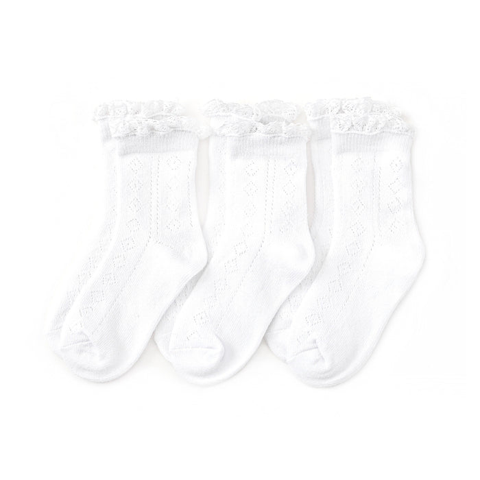 LITTLE STOCKING MIDI 3 PACK ALL WHITE FANCY.