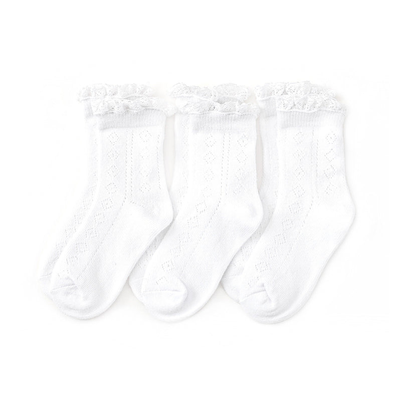 LITTLE STOCKING MIDI 3 PACK ALL WHITE FANCY.